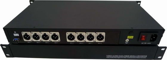 3 o áudio do Pin XLR Banlanced ao conversor 1U da fibra submete 8 canais