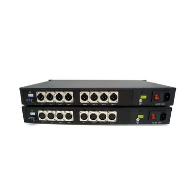 Áudio equilibrado de 8ch XLR ao estúdio da transmissão do conversor da fibra
