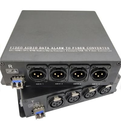Fibra ótica de AES EBU ao conversor audio análogo 4ch com única fibra